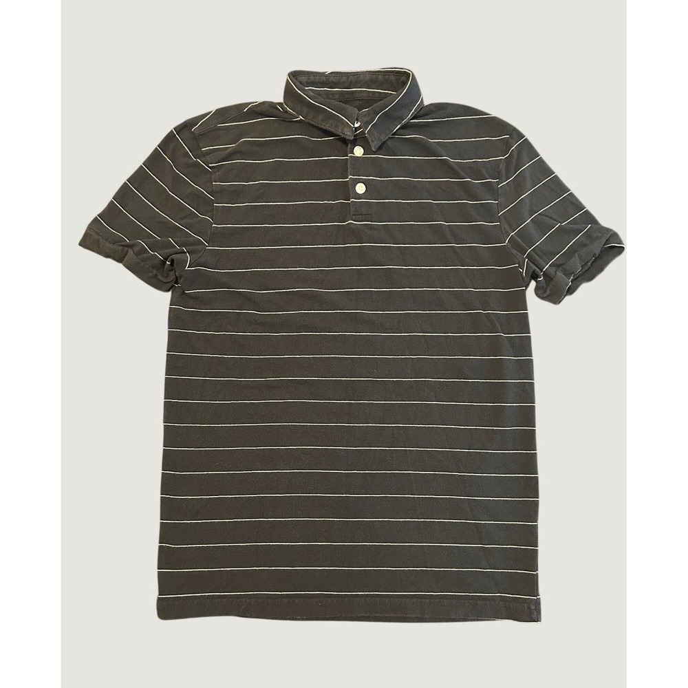 H&M Slim Fit Polo Shirt Navy Blue White Striped Short Sleeve XS 1515